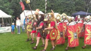 Roman Reenactment at the Amphitheatre in Caerleon Marching In [upl. by Lemra]