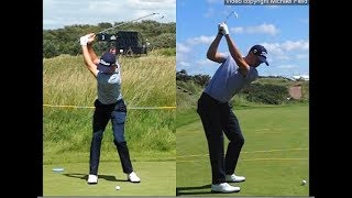 Justin Thomas golf swing  Long Iron faceon amp downtheline July 2017 [upl. by Held]