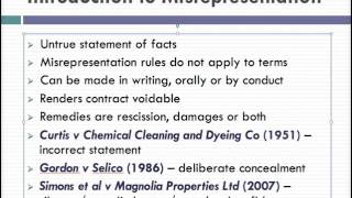 Misrepresentation Lecture 1 of 4 [upl. by Tayler]